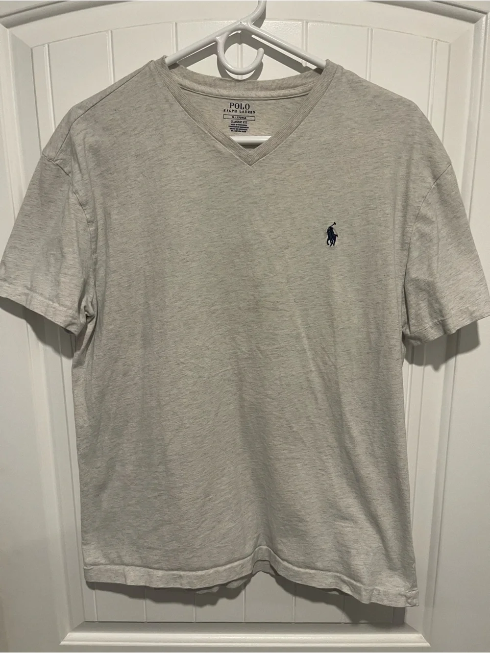 Polo by Ralph Lauren Light Gray V‑Neck Tee with Navy Pony